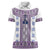 Ukraine Women Polo Shirt Traditional Braided Rope Belt Purple Folk Pattern