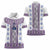 Ukraine Women Polo Shirt Traditional Braided Rope Belt Purple Folk Pattern