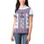 Ukraine Women Polo Shirt Traditional Braided Rope Belt Purple Folk Pattern