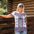 Ukraine Women Polo Shirt Traditional Braided Rope Belt Purple Folk Pattern