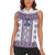 Ukraine Women Sleeveless Polo Shirt Traditional Braided Rope Belt Purple Folk Pattern