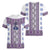 Ukraine Women V-Neck T-Shirt Traditional Braided Rope Belt Purple Folk Pattern