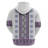 Ukraine Zip Hoodie Traditional Braided Rope Belt Purple Folk Pattern