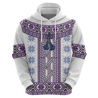 Ukraine Zip Hoodie Traditional Braided Rope Belt Purple Folk Pattern