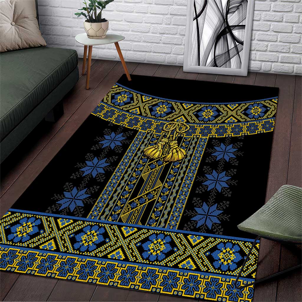Ukraine Area Rug Traditional Braided Rope Belt Folk Pattern National Color