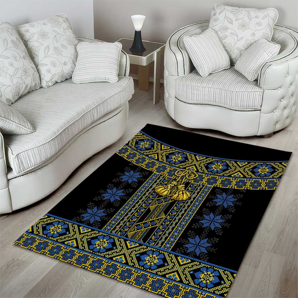 Ukraine Area Rug Traditional Braided Rope Belt Folk Pattern National Color