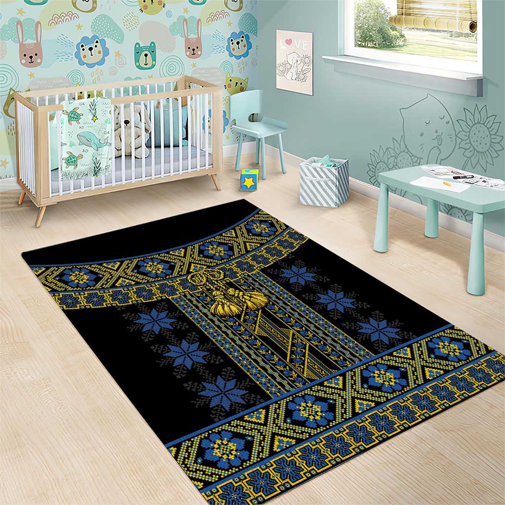 Ukraine Area Rug Traditional Braided Rope Belt Folk Pattern National Color