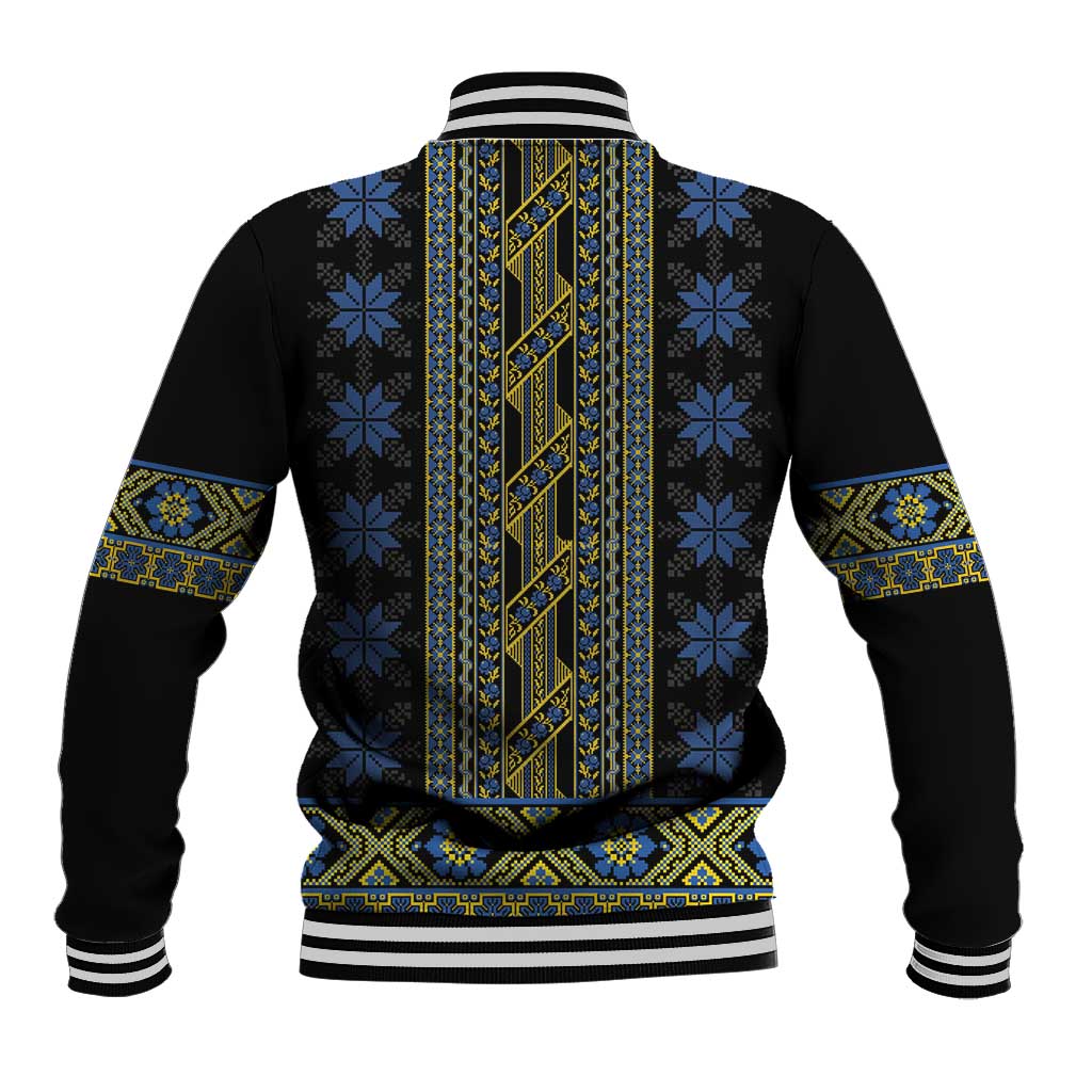 Ukraine Baseball Jacket Traditional Braided Rope Belt Folk Pattern National Color