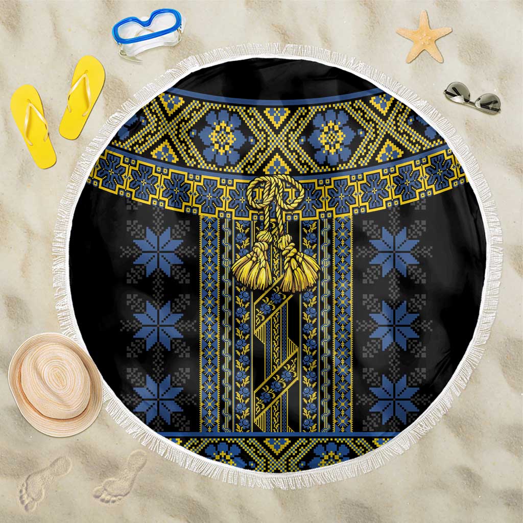 Ukraine Beach Blanket Traditional Braided Rope Belt Folk Pattern National Color