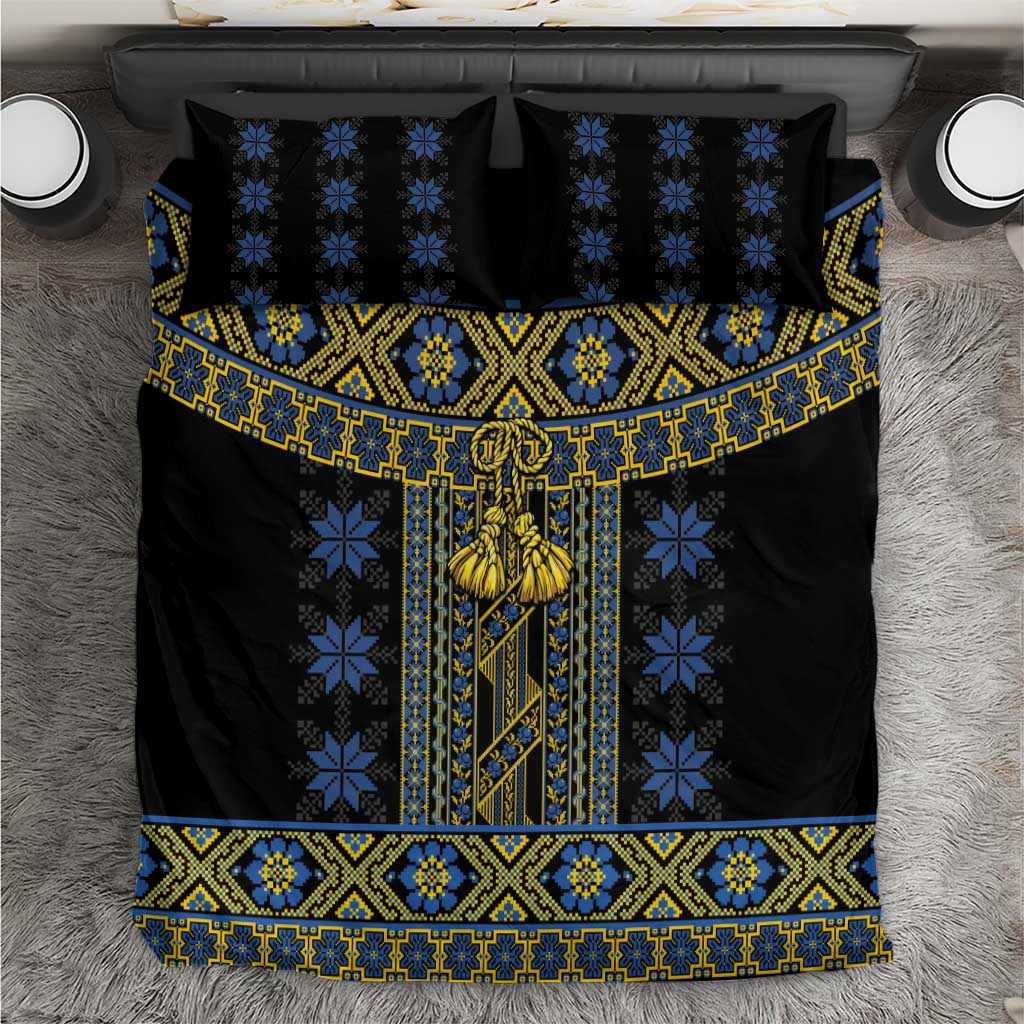 Ukraine Bedding Set Traditional Braided Rope Belt Folk Pattern National Color