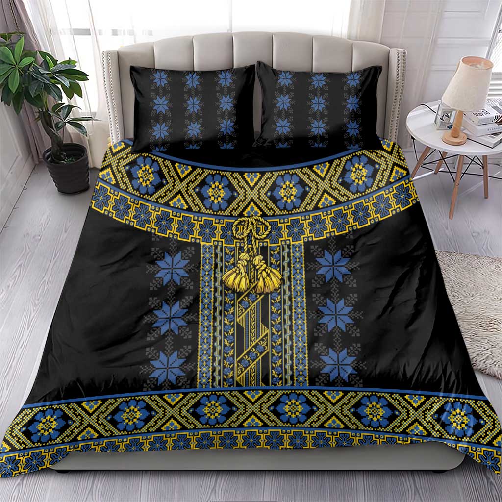 Ukraine Bedding Set Traditional Braided Rope Belt Folk Pattern National Color