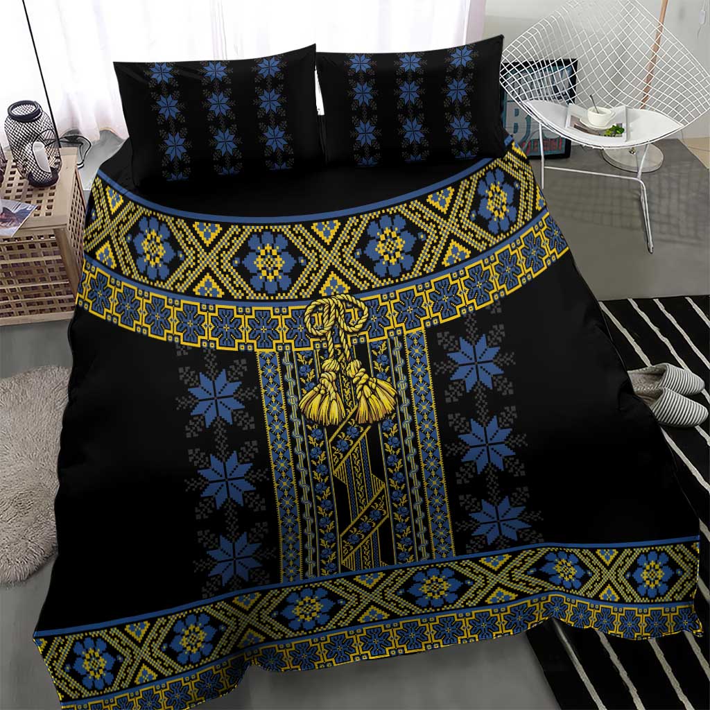 Ukraine Bedding Set Traditional Braided Rope Belt Folk Pattern National Color
