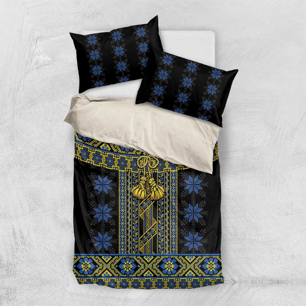 Ukraine Bedding Set Traditional Braided Rope Belt Folk Pattern National Color