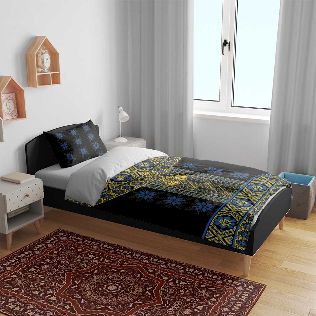 Ukraine Bedding Set Traditional Braided Rope Belt Folk Pattern National Color