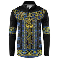Ukraine Button Sweatshirt Traditional Braided Rope Belt Folk Pattern National Color