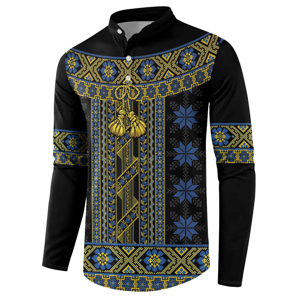 Ukraine Button Sweatshirt Traditional Braided Rope Belt Folk Pattern National Color