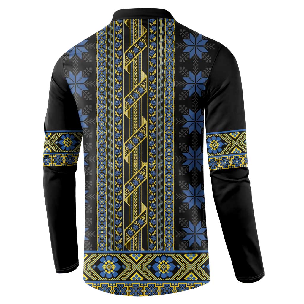 Ukraine Button Sweatshirt Traditional Braided Rope Belt Folk Pattern National Color