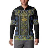 Ukraine Button Sweatshirt Traditional Braided Rope Belt Folk Pattern National Color