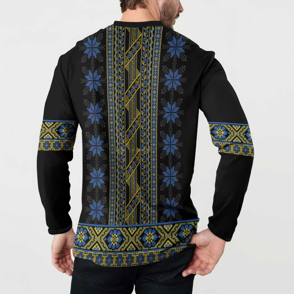 Ukraine Button Sweatshirt Traditional Braided Rope Belt Folk Pattern National Color