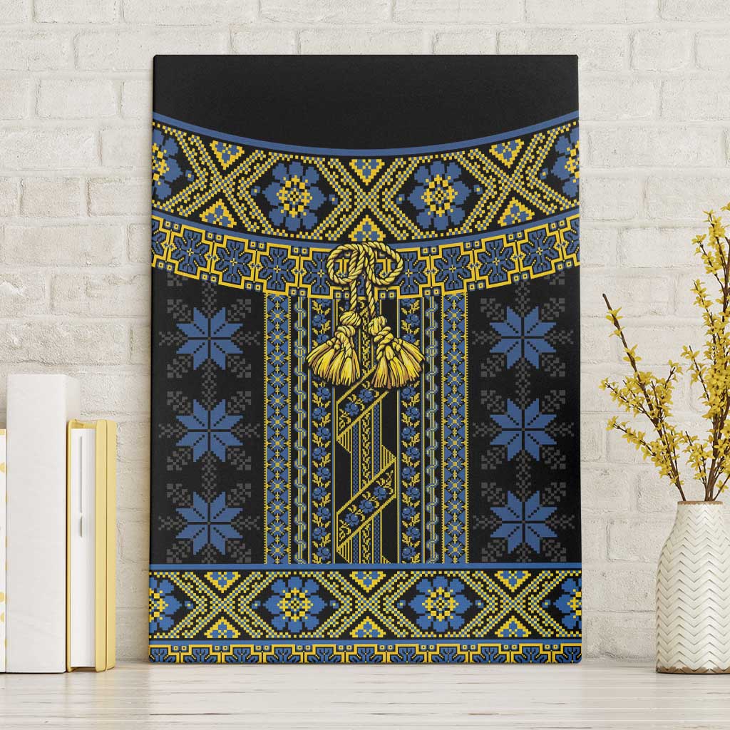 Ukraine Canvas Wall Art Traditional Braided Rope Belt Folk Pattern National Color