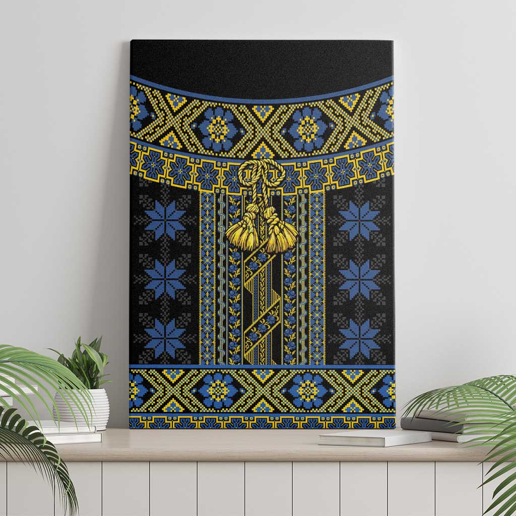 Ukraine Canvas Wall Art Traditional Braided Rope Belt Folk Pattern National Color