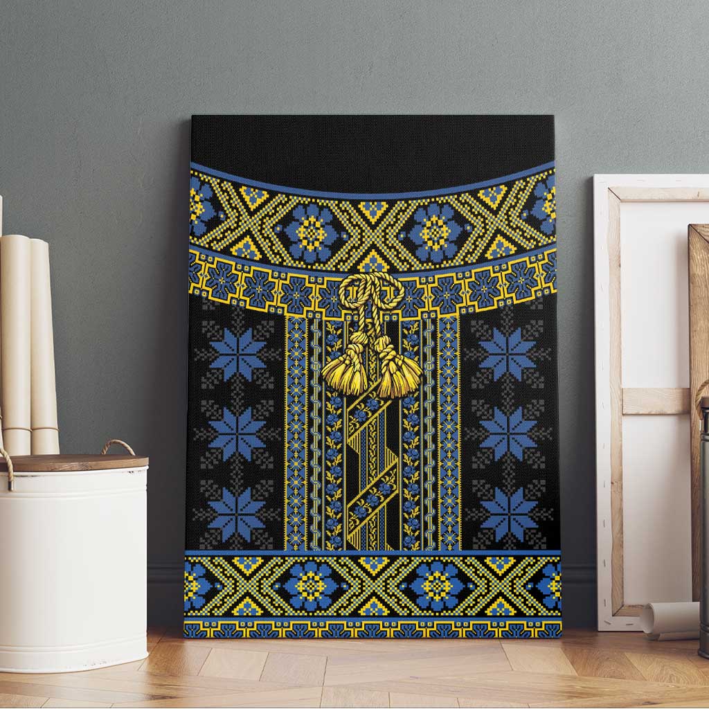 Ukraine Canvas Wall Art Traditional Braided Rope Belt Folk Pattern National Color