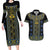 Ukraine Couples Matching Long Sleeve Bodycon Dress and Hawaiian Shirt Traditional Braided Rope Belt Folk Pattern National Color