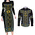 Ukraine Couples Matching Long Sleeve Bodycon Dress and Long Sleeve Button Shirt Traditional Braided Rope Belt Folk Pattern National Color