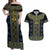 Ukraine Couples Matching Off Shoulder Maxi Dress and Hawaiian Shirt Traditional Braided Rope Belt Folk Pattern National Color