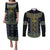 Ukraine Couples Matching Puletasi and Long Sleeve Button Shirt Traditional Braided Rope Belt Folk Pattern National Color
