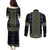 Ukraine Couples Matching Puletasi and Long Sleeve Button Shirt Traditional Braided Rope Belt Folk Pattern National Color