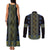 Ukraine Couples Matching Tank Maxi Dress and Long Sleeve Button Shirt Traditional Braided Rope Belt Folk Pattern National Color