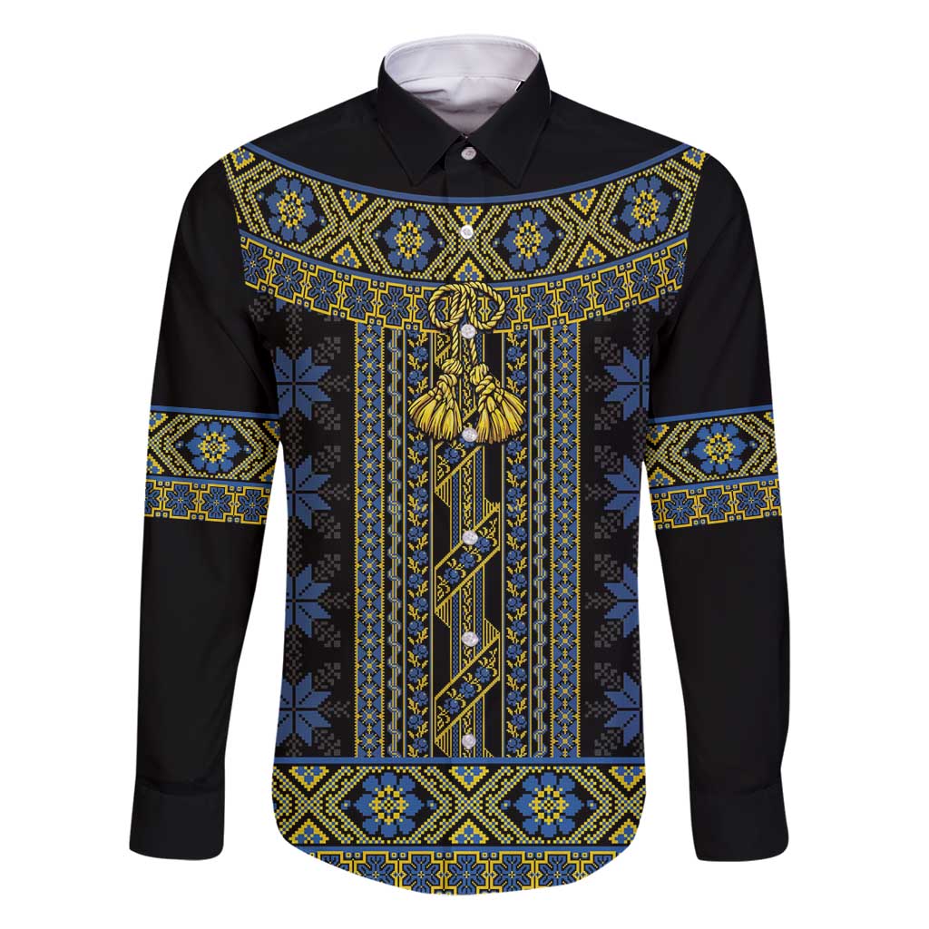 Ukraine Family Matching Long Sleeve Bodycon Dress and Hawaiian Shirt Traditional Braided Rope Belt Folk Pattern National Color