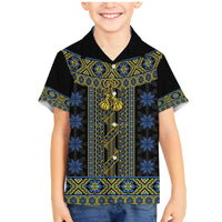 Ukraine Family Matching Mermaid Dress and Hawaiian Shirt Traditional Braided Rope Belt Folk Pattern National Color