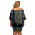 Ukraine Family Matching Off Shoulder Short Dress and Hawaiian Shirt Traditional Braided Rope Belt Folk Pattern National Color