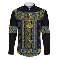 Ukraine Family Matching Puletasi and Hawaiian Shirt Traditional Braided Rope Belt Folk Pattern National Color