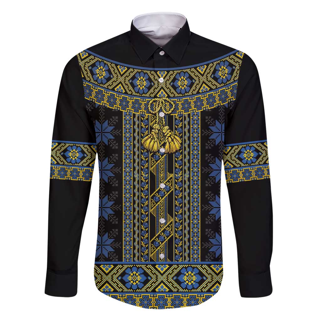 Ukraine Family Matching Short Sleeve Bodycon Dress and Hawaiian Shirt Traditional Braided Rope Belt Folk Pattern National Color