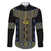 Ukraine Family Matching Short Sleeve Bodycon Dress and Hawaiian Shirt Traditional Braided Rope Belt Folk Pattern National Color