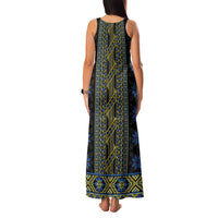 Ukraine Family Matching Tank Maxi Dress and Hawaiian Shirt Traditional Braided Rope Belt Folk Pattern National Color
