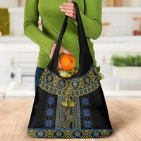 Ukraine Grocery Bag Traditional Braided Rope Belt Folk Pattern National Color