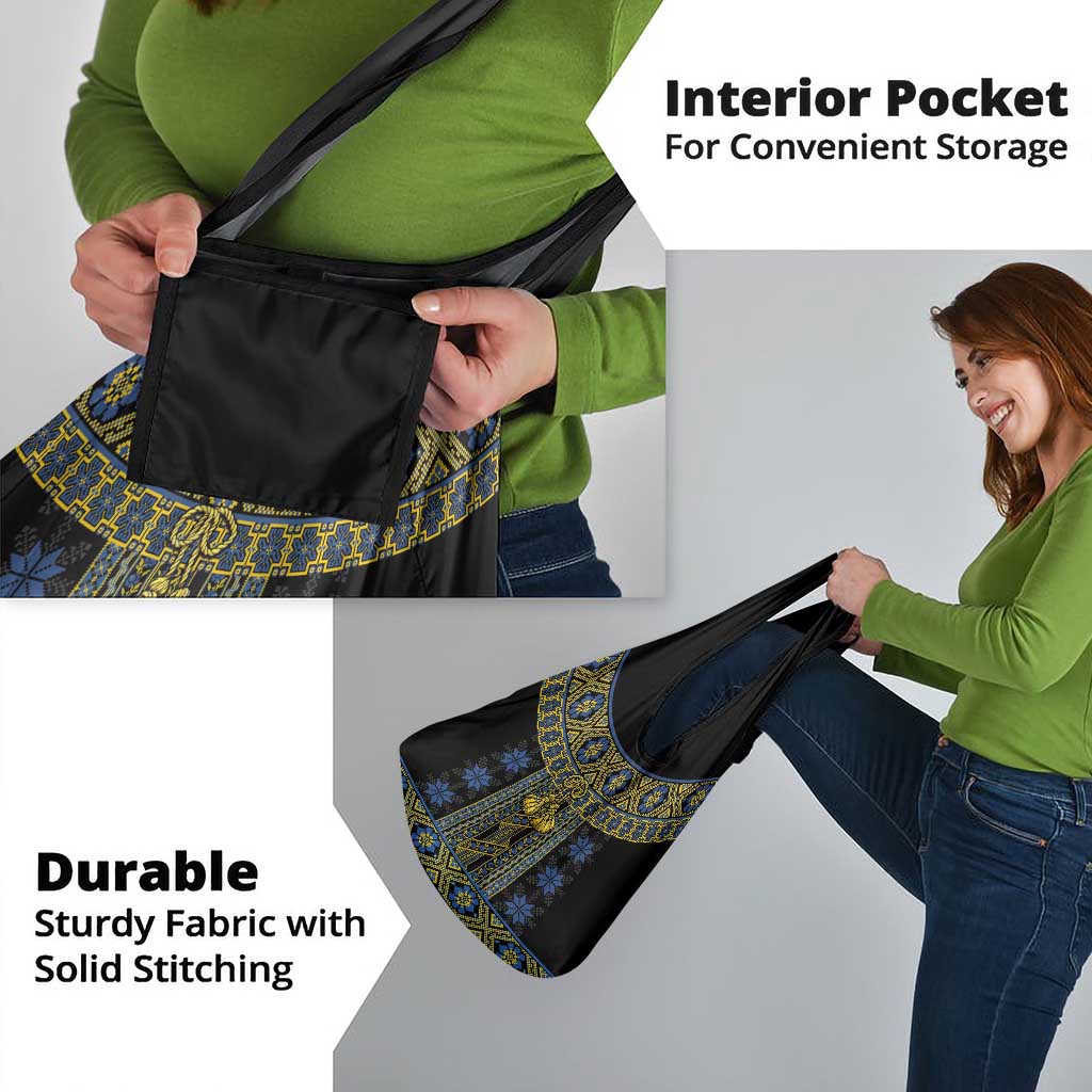 Ukraine Grocery Bag Traditional Braided Rope Belt Folk Pattern National Color