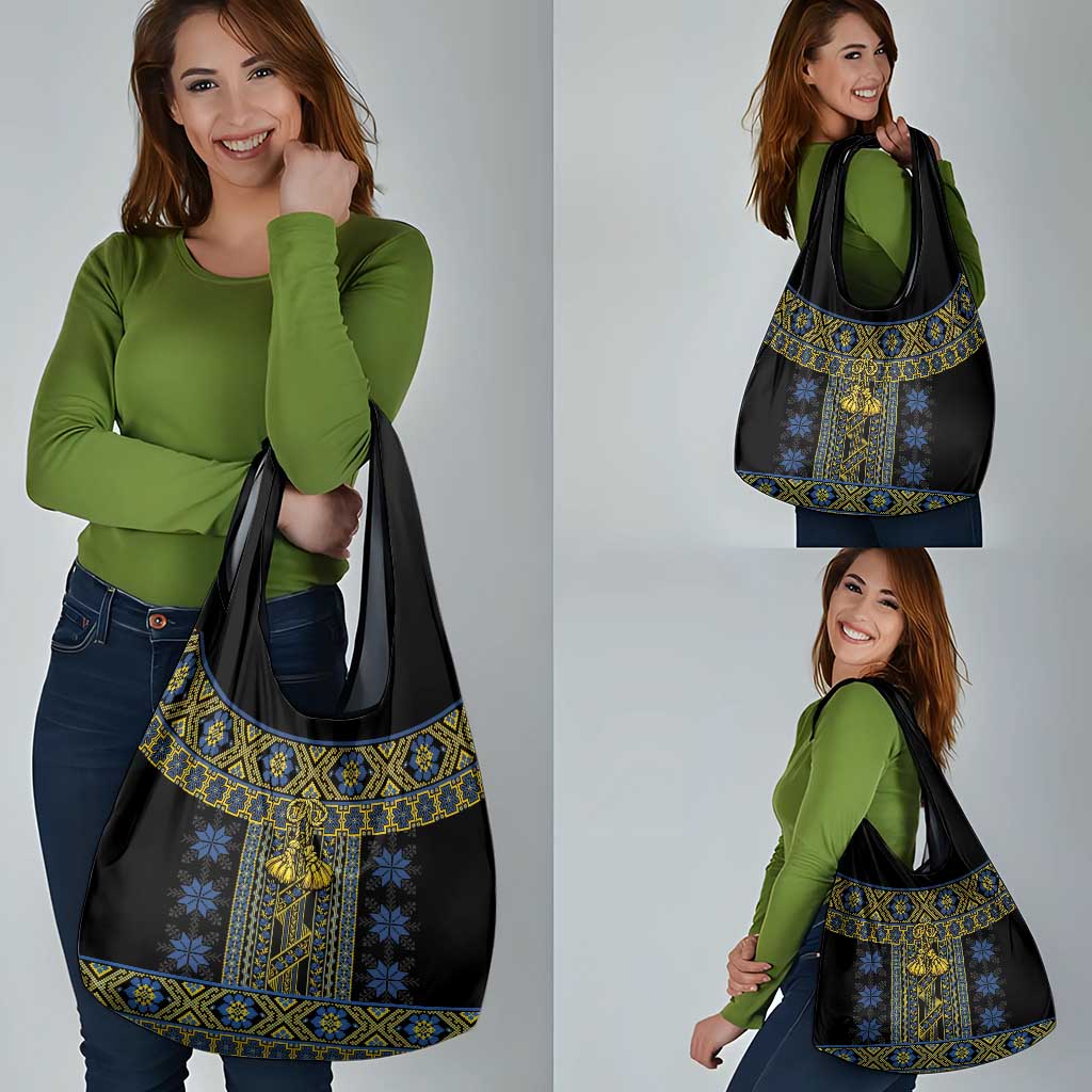 Ukraine Grocery Bag Traditional Braided Rope Belt Folk Pattern National Color