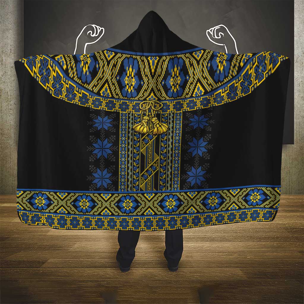 Ukraine Hooded Blanket Traditional Braided Rope Belt Folk Pattern National Color