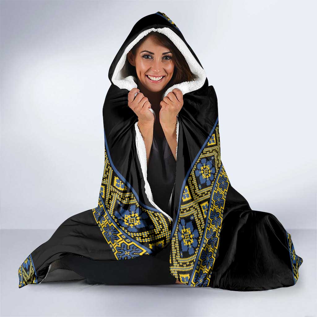 Ukraine Hooded Blanket Traditional Braided Rope Belt Folk Pattern National Color