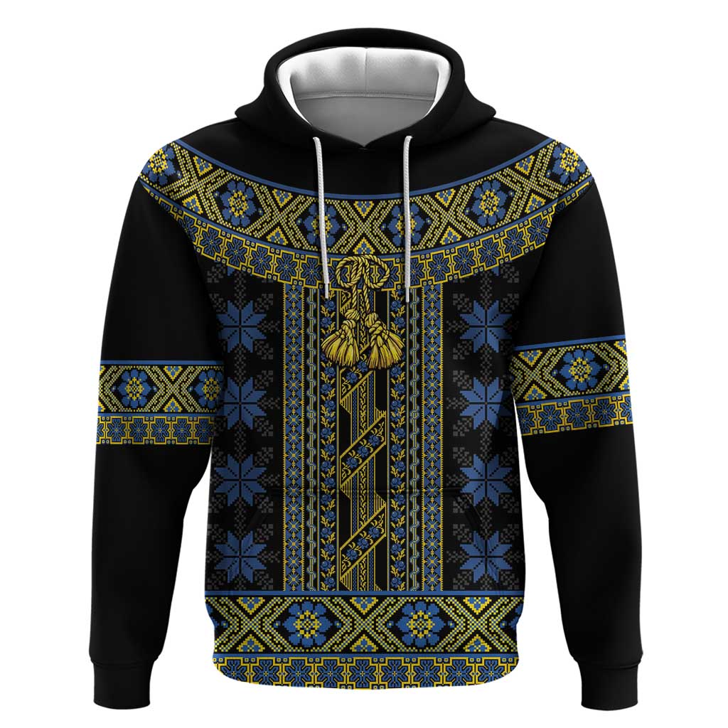 Ukraine Hoodie Traditional Braided Rope Belt Folk Pattern National Color