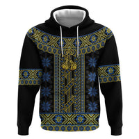 Ukraine Hoodie Traditional Braided Rope Belt Folk Pattern National Color