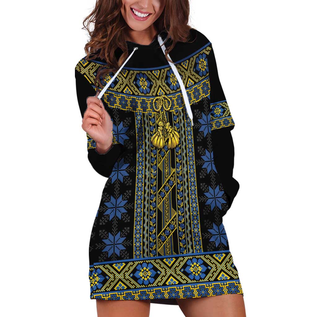 Ukraine Hoodie Dress Traditional Braided Rope Belt Folk Pattern National Color