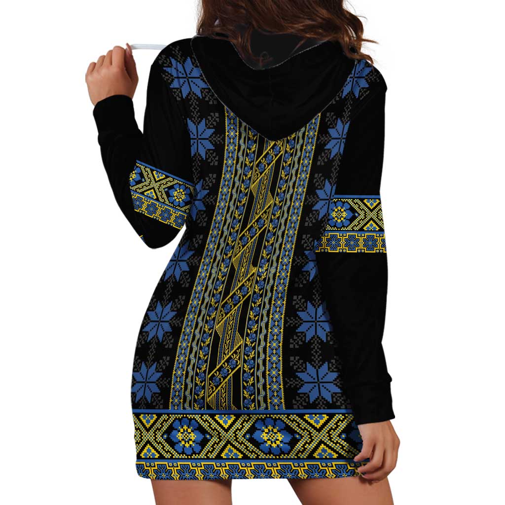 Ukraine Hoodie Dress Traditional Braided Rope Belt Folk Pattern National Color