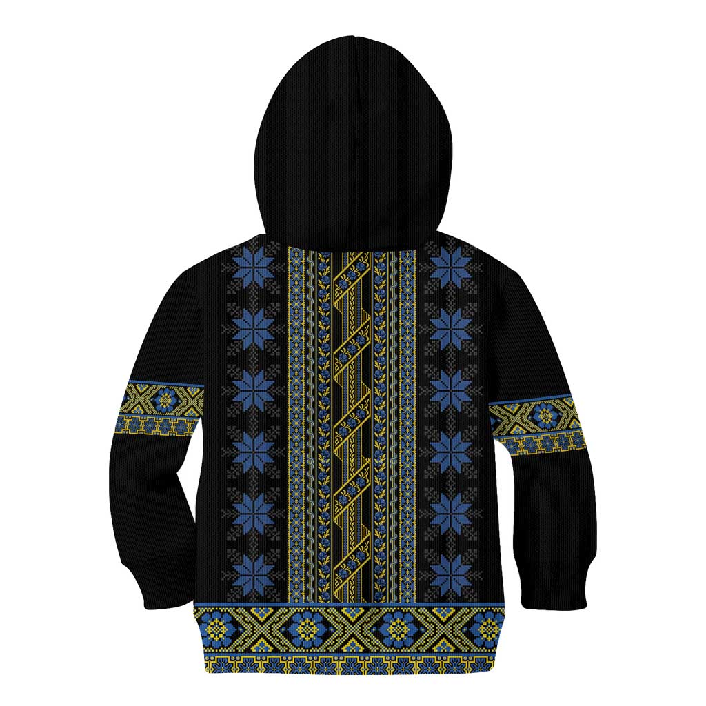 Ukraine Kid Hoodie Traditional Braided Rope Belt Folk Pattern National Color