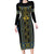 Ukraine Long Sleeve Bodycon Dress Traditional Braided Rope Belt Folk Pattern National Color